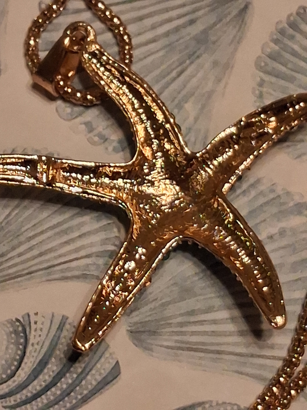 Betsy Johnson Teal Gold Crystal Starfish Pendant Necklace - Picture 6 of 8
